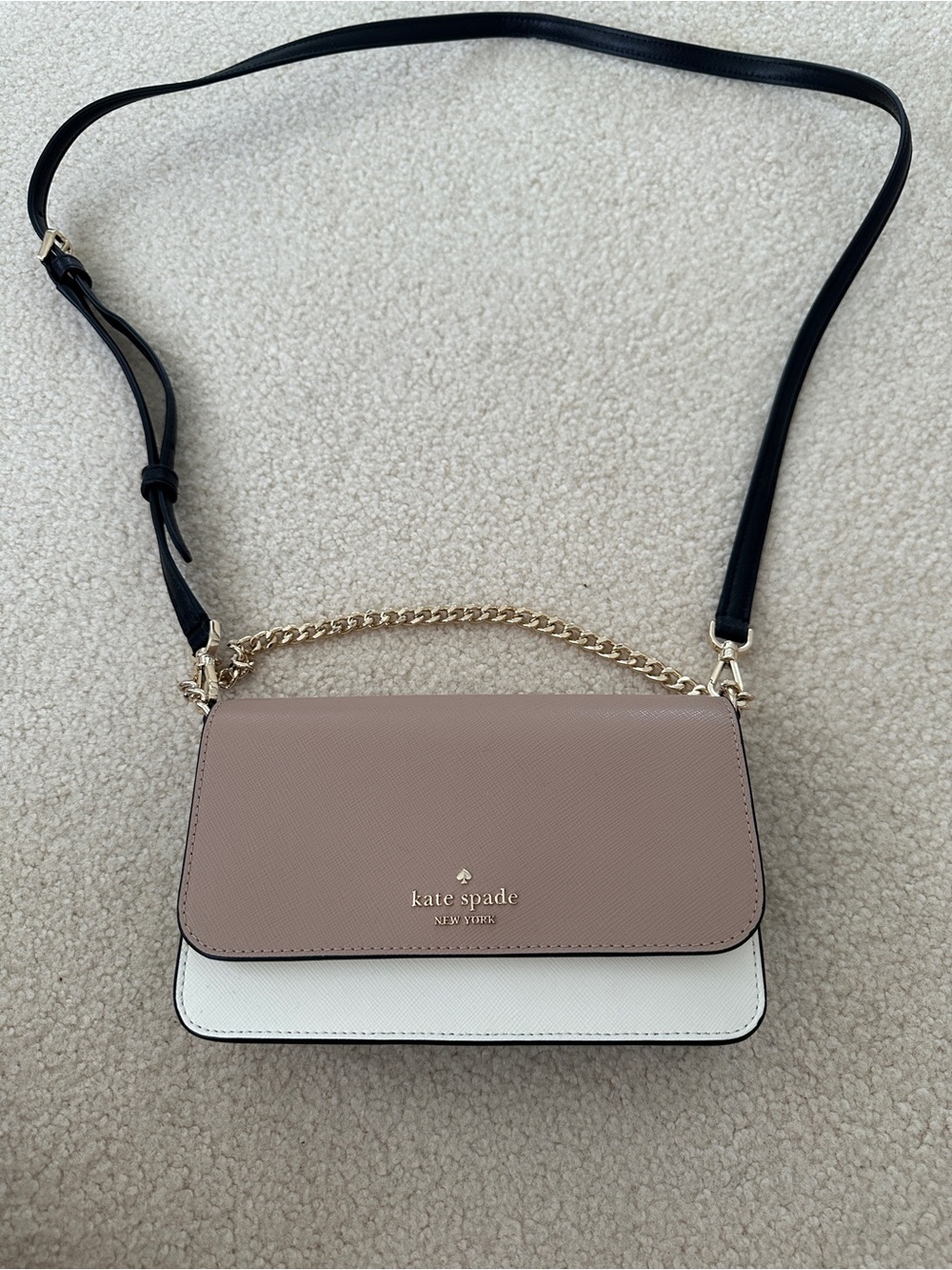 kate spade Blush Pink and White Two-Tone Crossbody with Black Strap